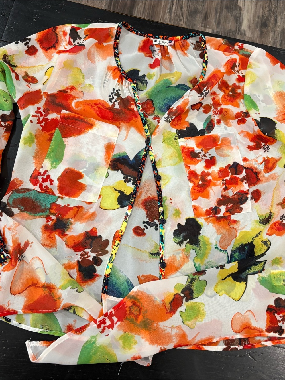 Kut from the Kloth Multicolor Watercolor Floral Blouse